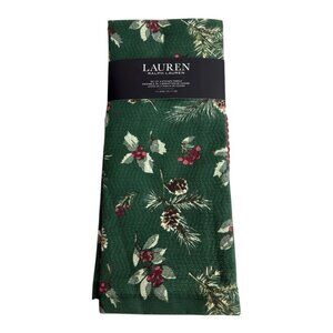 Ralph Lauren Set of 3 Kitchen Towels Christmas Holly Berries  17x28” 100% Cotton